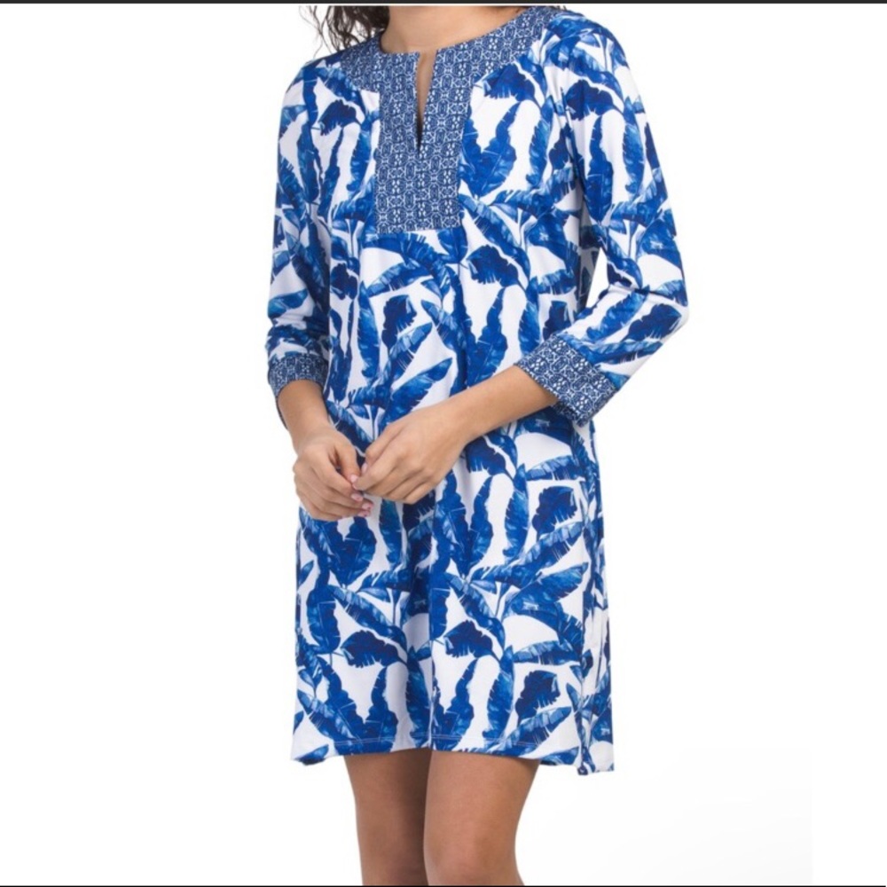 Cabana Life Blue Palms dress/cover-up tunic